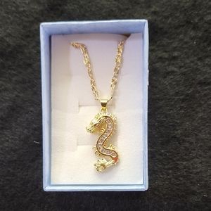 Gold Dragon Pendant Necklace